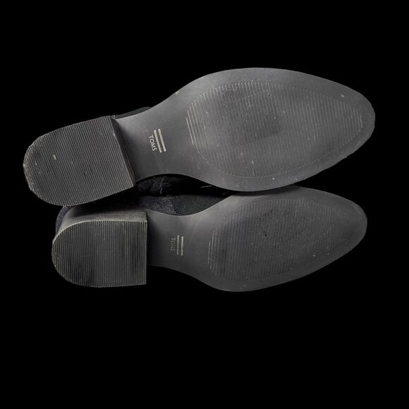 Toms Womens Booties Boots Shoes Size 8.5 Solid Black Wool Leather Ankle Zipper - Picture 7 of 9